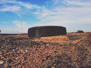 Surface level of land against sky