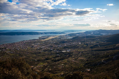 High angle view of landscape against sky