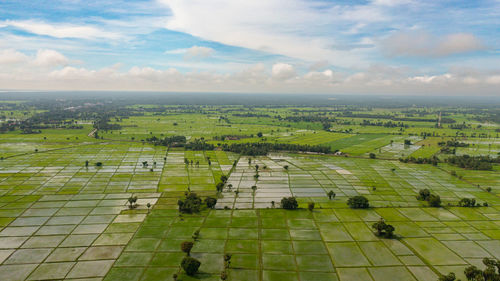 High angle view of townscape against sky