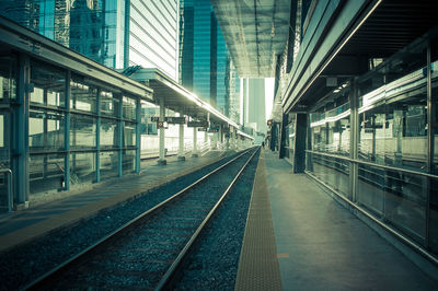 Railroad tracks in city