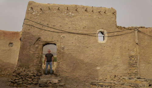 Adult man in film set in tabernas desert, almeria, spain