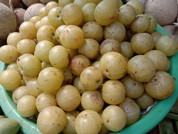 High angle view of fruits for sale at market stall