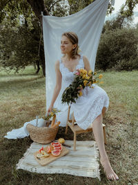 Woman holding umbrella