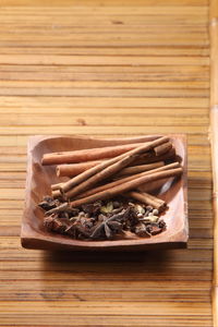 Close-up of spices in bowl on table