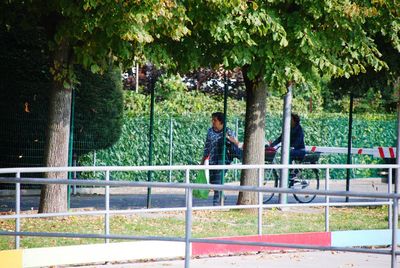 Boy playing in park