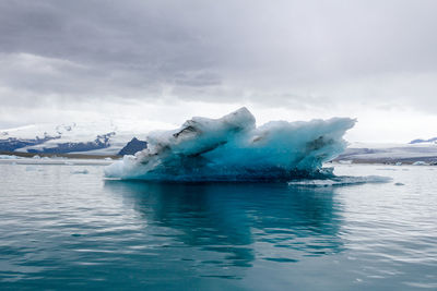 Scenic view of frozen sea against sky