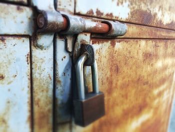 Close-up of rusty metal door