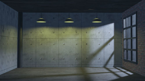 Interior of illuminated building