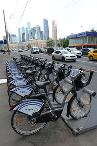 Bicycles in parking lot