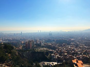 High angle view of city against sky