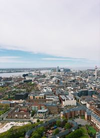 High angle view of townscape against sky