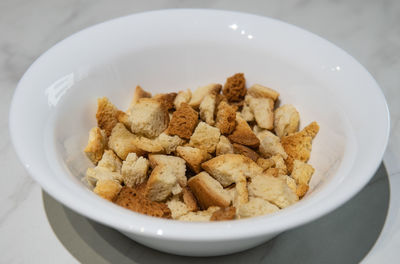 High angle view of breakfast served in bowl