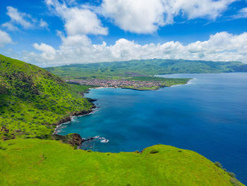 High angle view of sea against sky