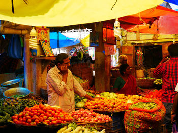 Various fruits for sale at market stall