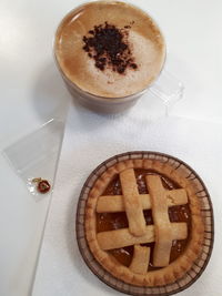 High angle view of coffee on table