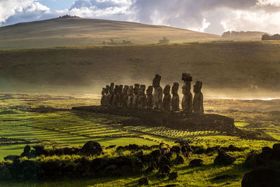 A photo depicting the famous moai of rapa nui aka easter island