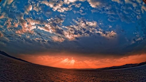 Scenic view of sea against sky at sunset