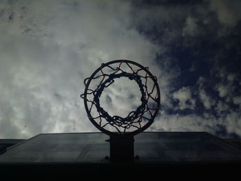 Low angle view of basketball hoop against sky