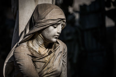 View of statue at graveyard