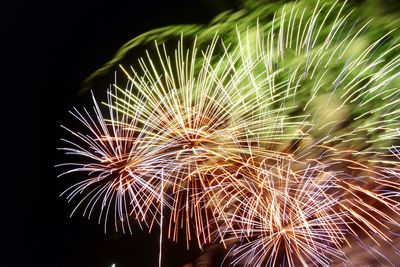 Firework display at night
