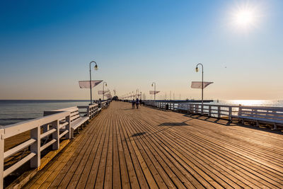 Famous long wooden pier on a baltic sea in poland