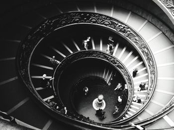 High angle view of spiral staircase