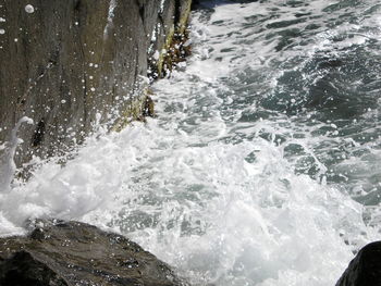 Close-up of waves splashing in sea