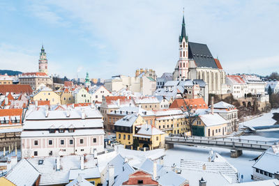 Aerial view of townscape against sky