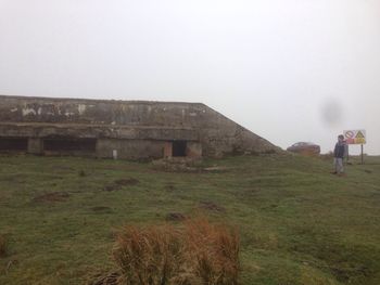 Built structure on grassy field