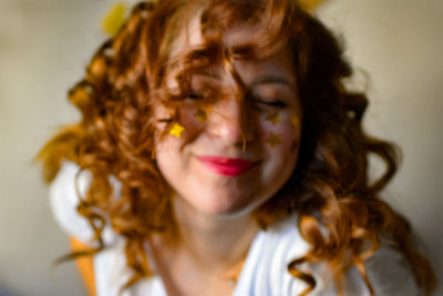 Portrait of young woman with long hair