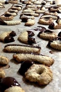 High angle view of cookies on table