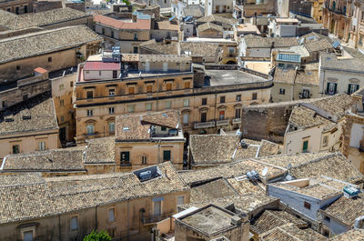 High angle view of buildings in city