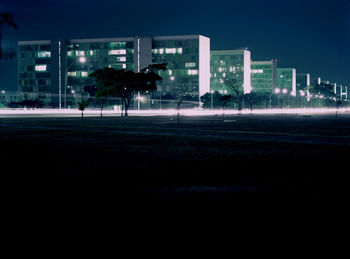 View of city at night