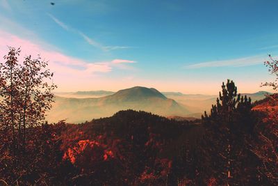 Scenic view of landscape against sky during sunset