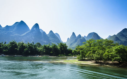 View of river with mountain in background