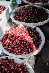 High angle view of fruits for sale in market