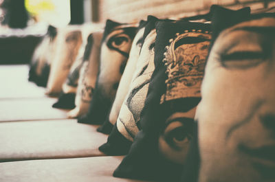 Close-up of carving on wall