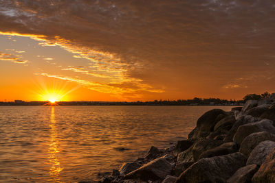 Scenic view of sea against sky during sunset