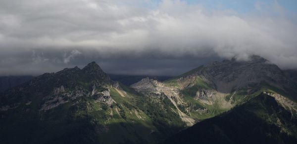Panoramic view of mountains against sky