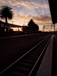 Railroad track at sunset