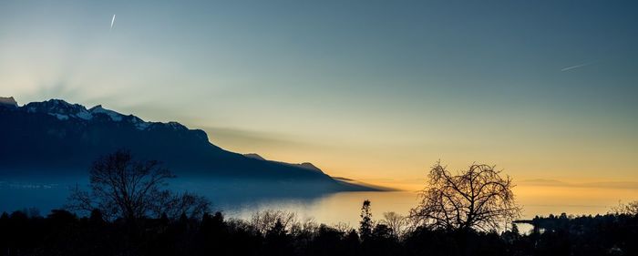 Scenic view of sea at sunset