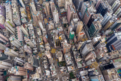 High angle view of street amidst buildings in city