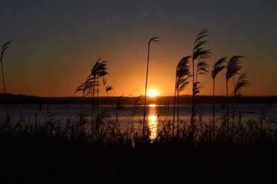 Scenic view of sunset over river