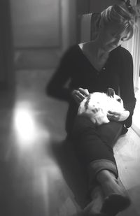 Close-up of woman standing in pond