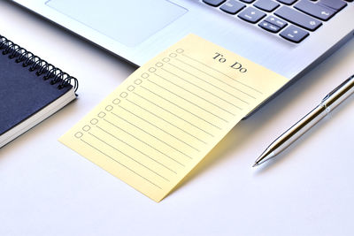 High angle view of objects on white background