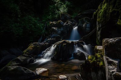 View of waterfall in forest