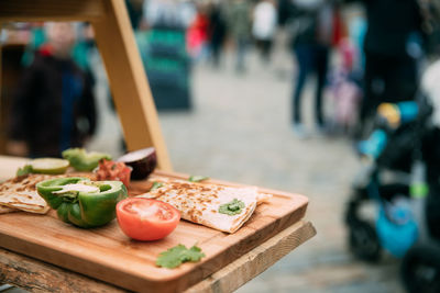 Close-up of food on table at market stall