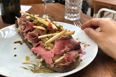 Close-up of food on table in restaurant