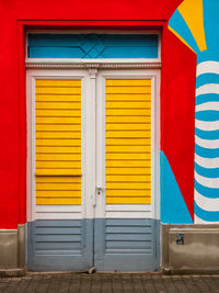 Closed door of building