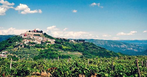 Scenic view of townscape against sky